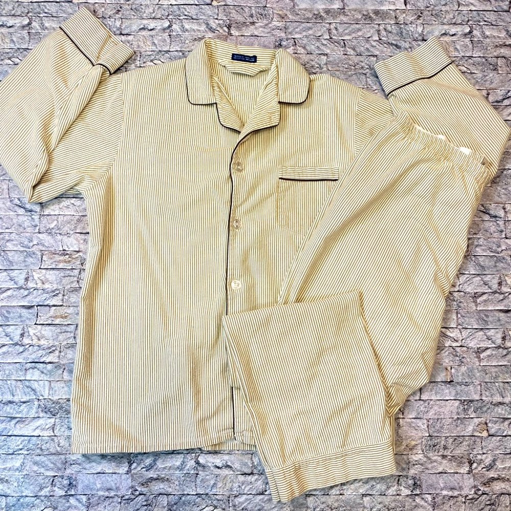 Men's Medium Pajama Set 100% Cotton Pinstripe Sleepwear
